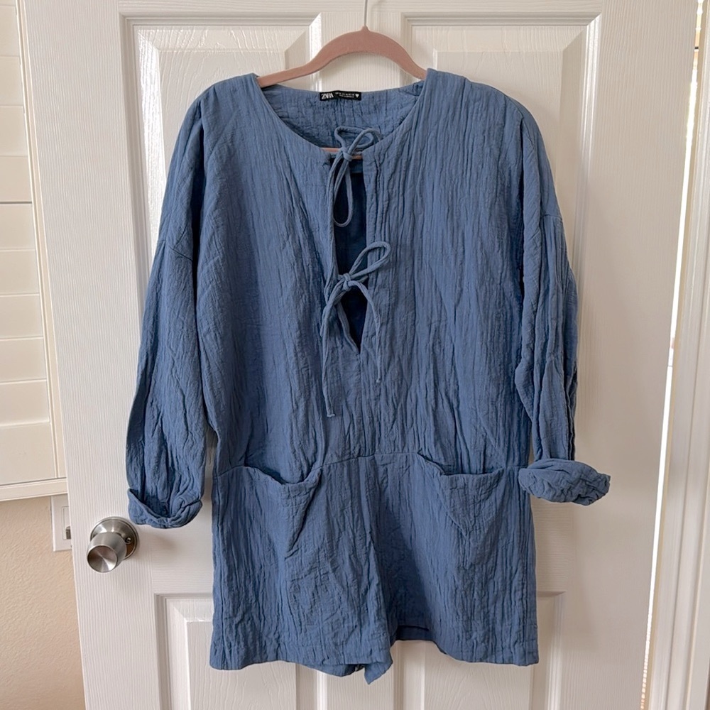 Zara cotton tie romper